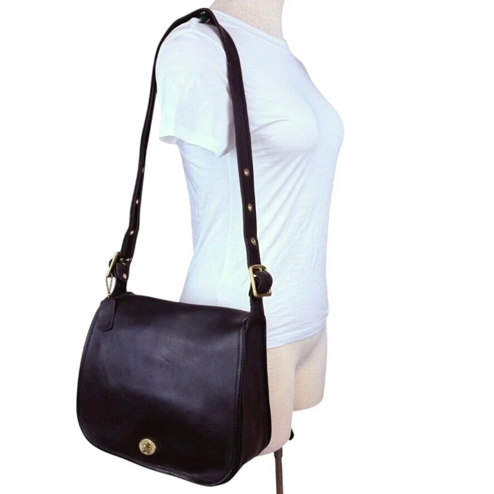 Vintage|COACH|Stewardess 9525 New York City Black Leather Purse Paperwork Tag